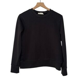 Everlane Womens Crewneck Sweatshirt Sz S Black Organic Cotton Pullover